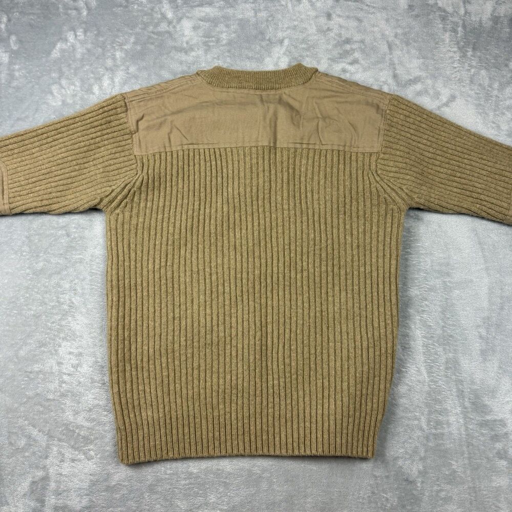 L.L.Bean 100% Merino Wool Rib Knit Henley Sweater Elbow Patch Tan Men’s L - Picture 7 of 9